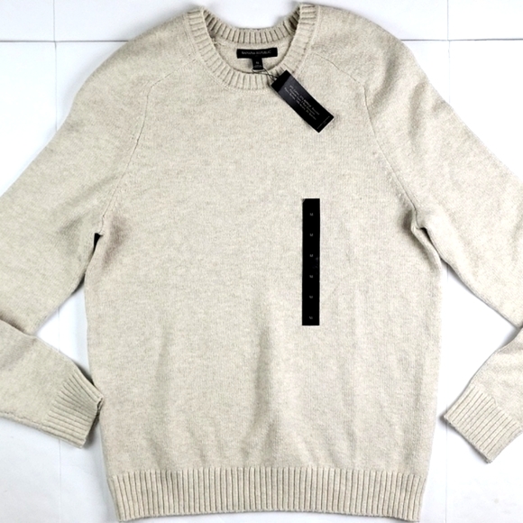 NWT Banana Republic Factory Cozy  Crew Neck Pullover Sweater Oatmeal Cream - Picture 2 of 14